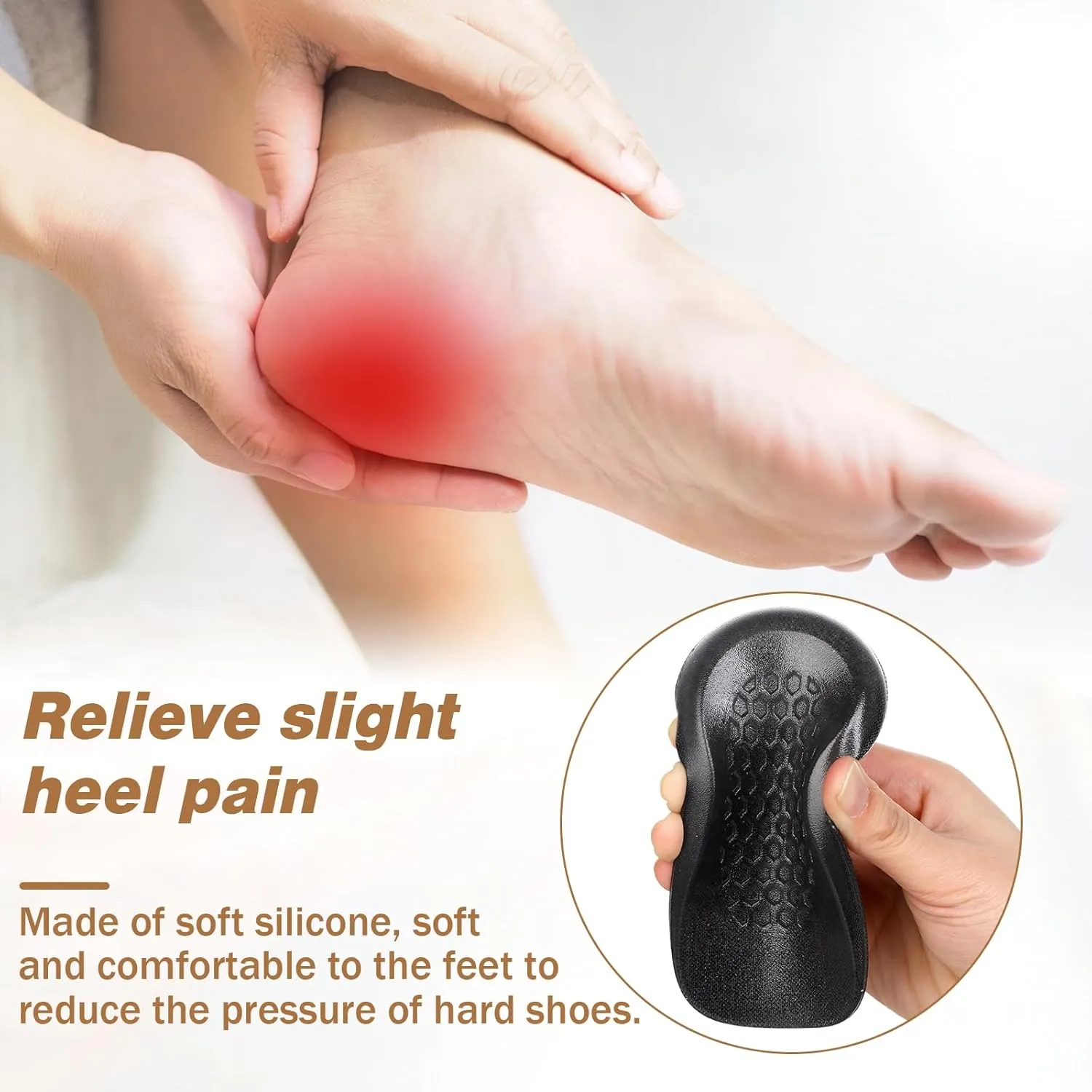 1/2 Inch Heel Lifts for Leg Length Discrepancy Gel Height Increasing Insoles Soft Shoe Lifts for Women Men Uneven Legs Comfort Half Foot Insoles for Heel Pain, Black