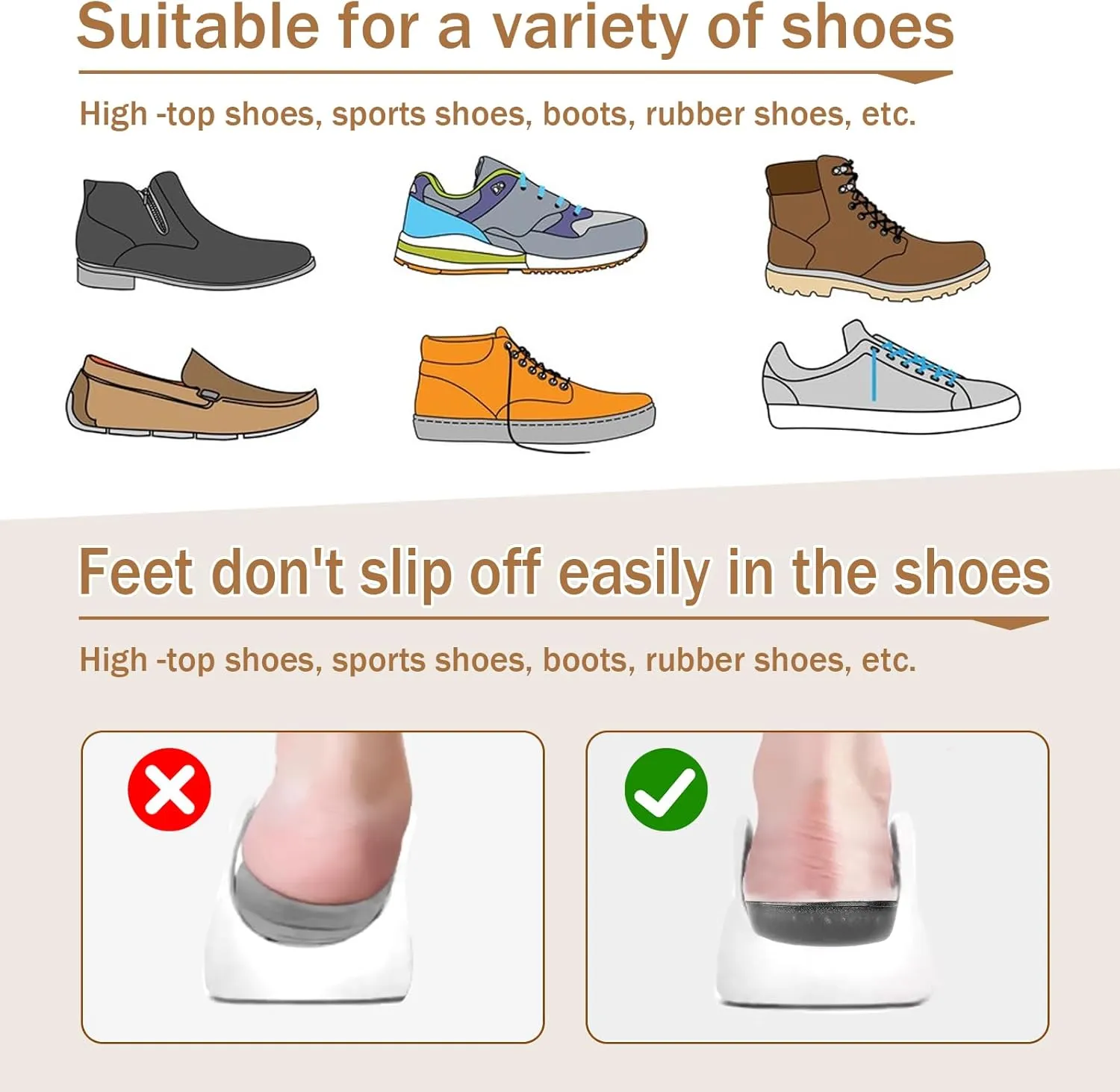 1/2 Inch Heel Lifts for Leg Length Discrepancy Gel Height Increasing Insoles Soft Shoe Lifts for Women Men Uneven Legs Comfort Half Foot Insoles for Heel Pain, Black