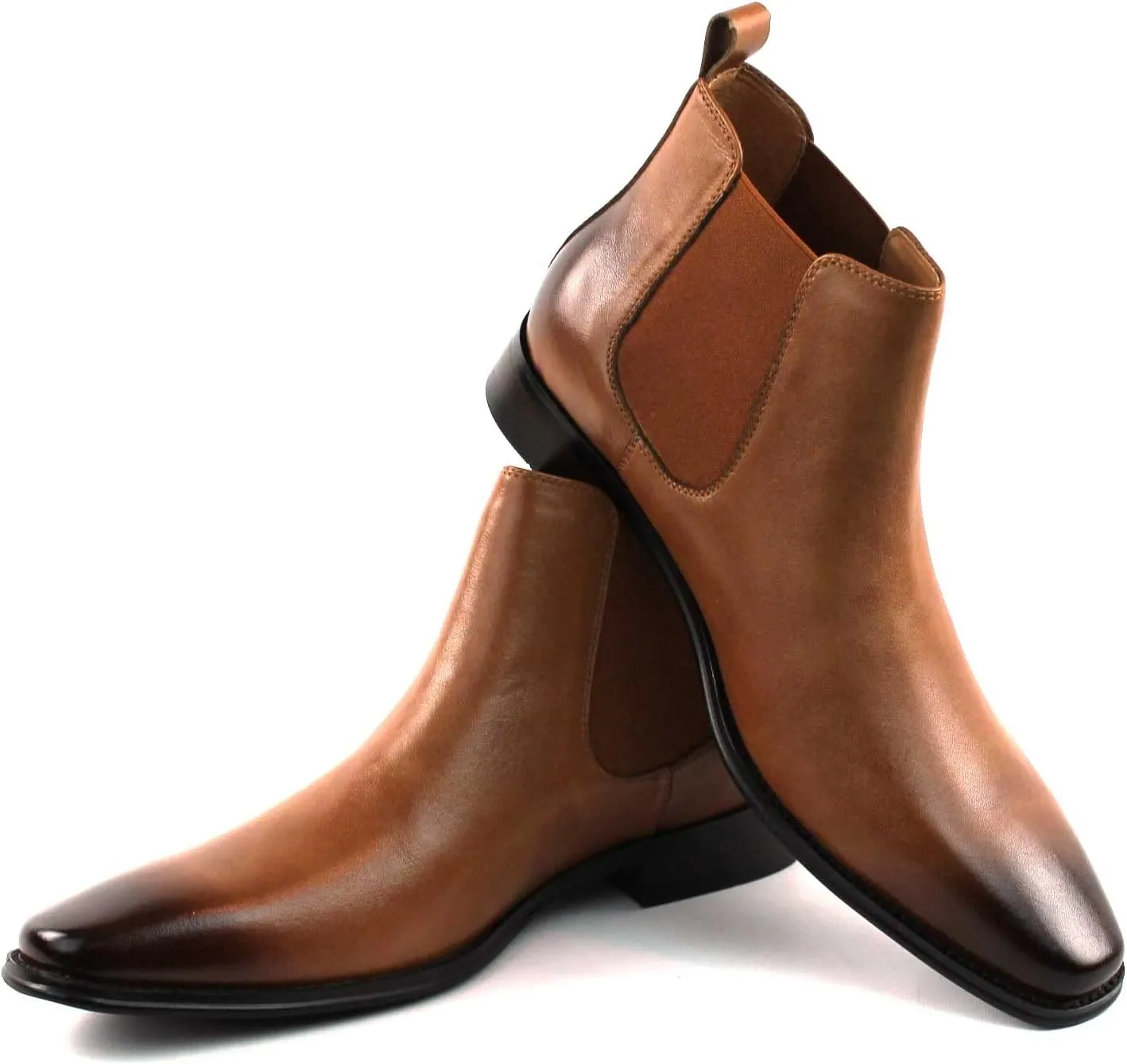AZAR MAN Men's Chelsea Boots Genuine Leather Suede Dress Almond Toe