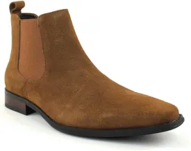 AZAR MAN Men's Chelsea Boots Genuine Leather Suede Dress Almond Toe