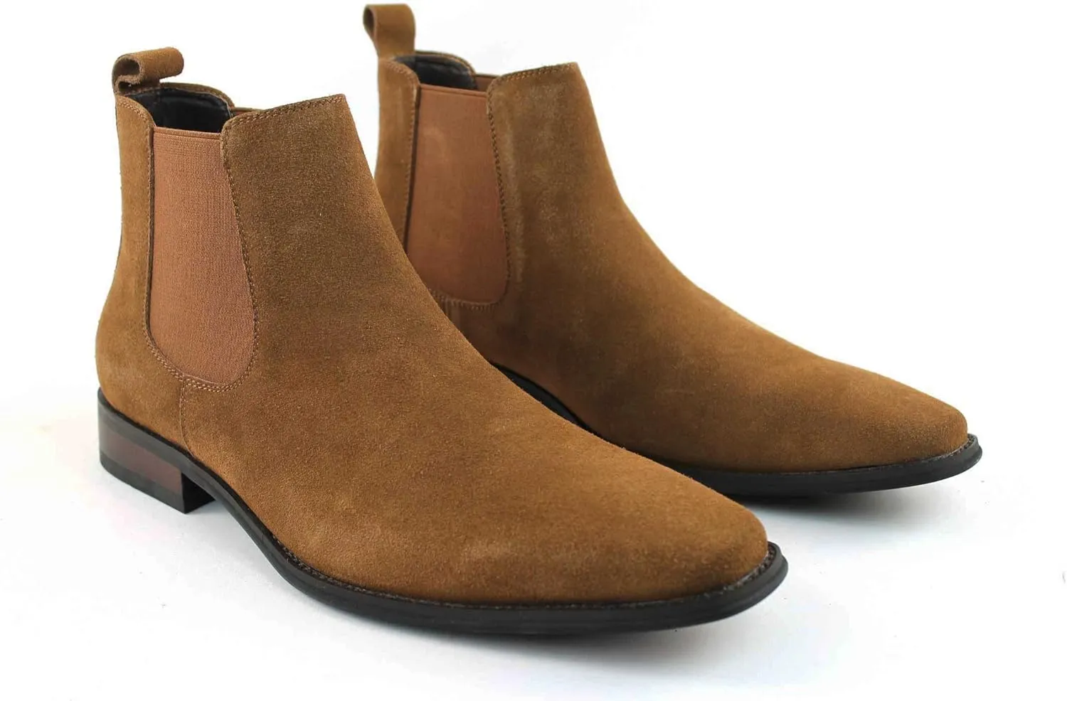 AZAR MAN Men's Chelsea Boots Genuine Leather Suede Dress Almond Toe