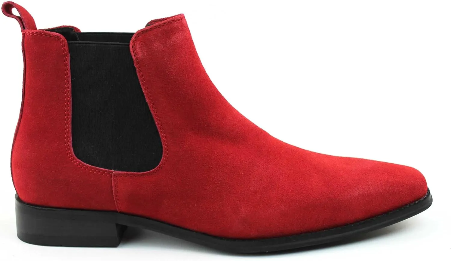 AZAR MAN Men's Chelsea Boots Genuine Leather Suede Dress Almond Toe