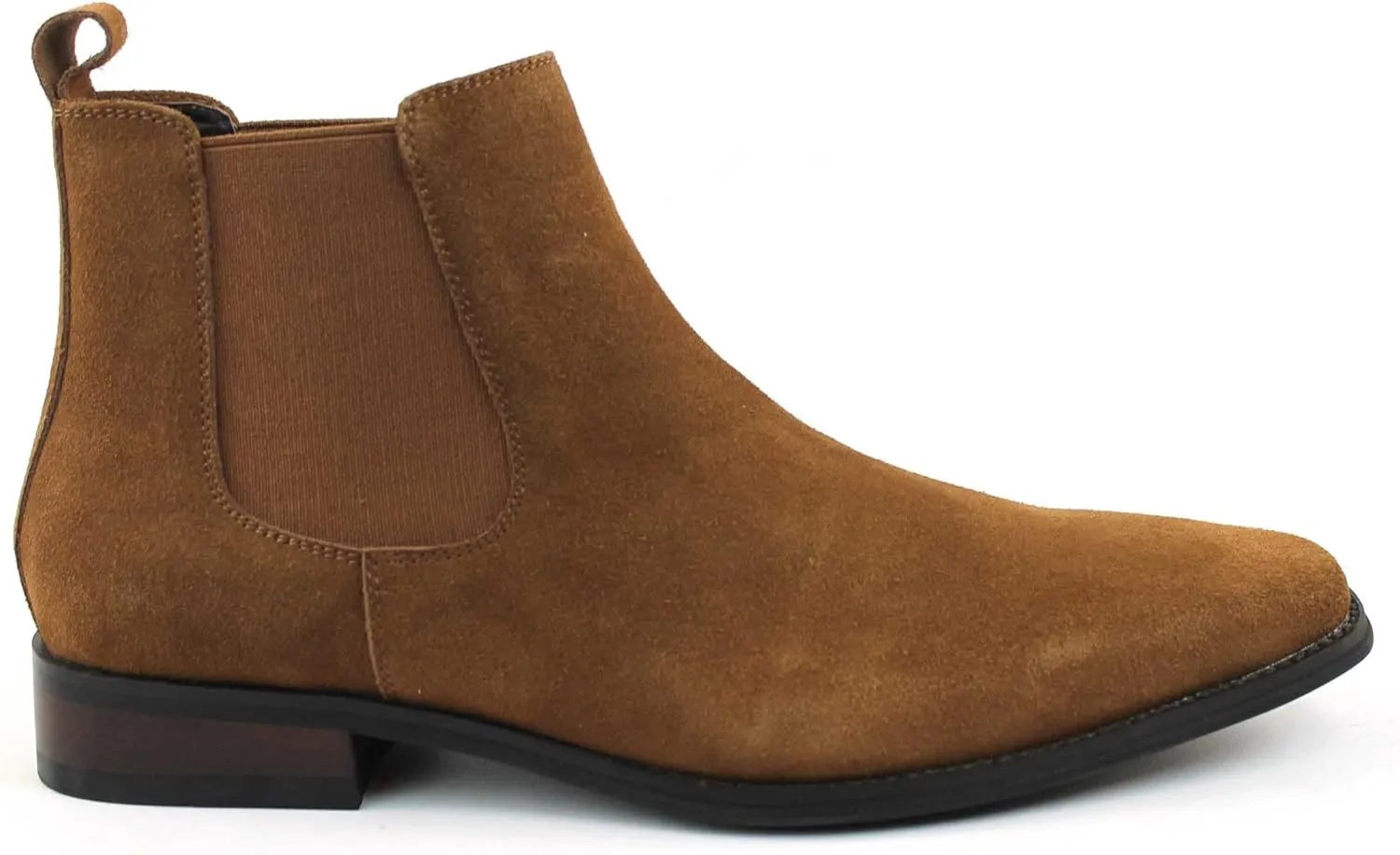 AZAR MAN Men's Chelsea Boots Genuine Leather Suede Dress Almond Toe