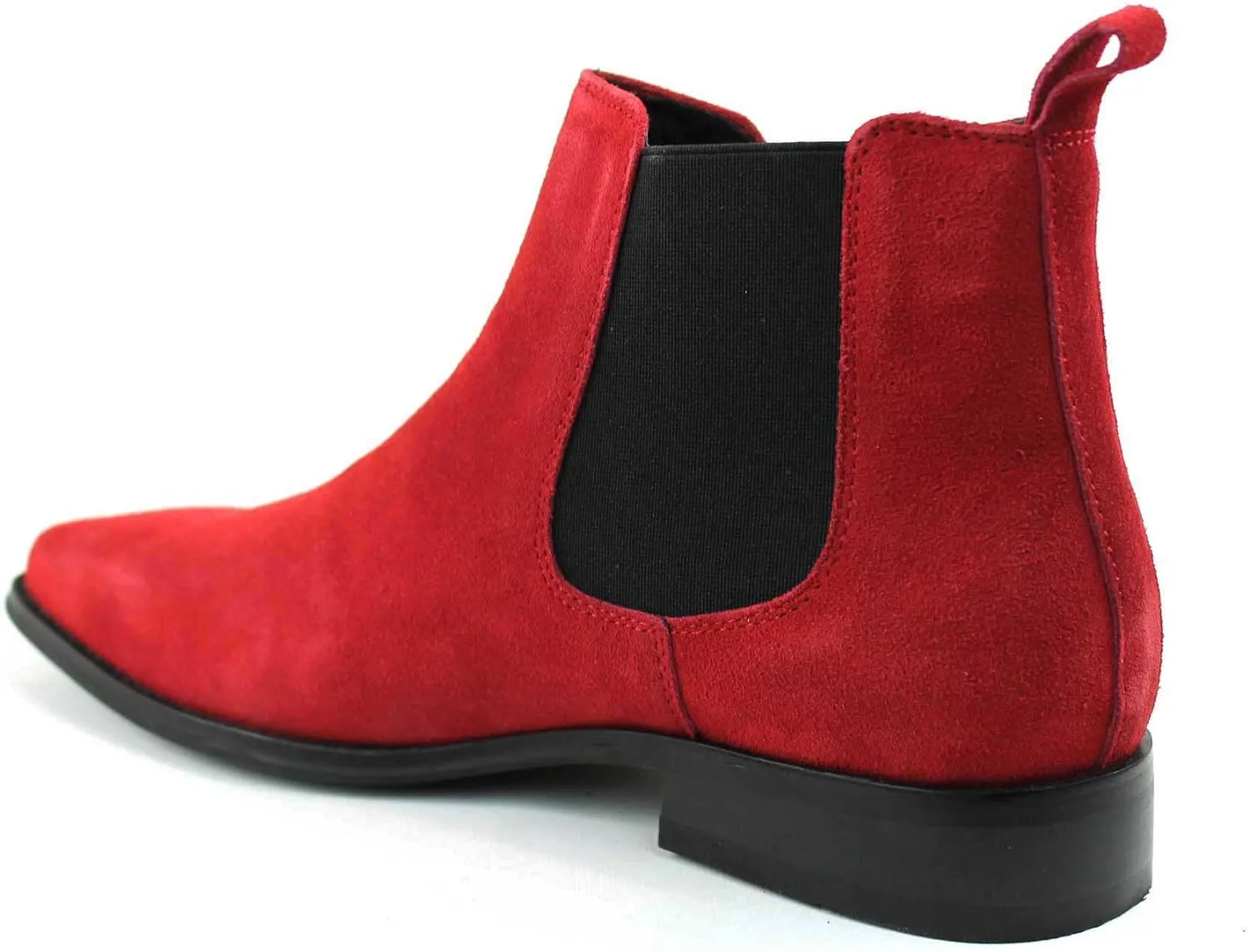 AZAR MAN Men's Chelsea Boots Genuine Leather Suede Dress Almond Toe