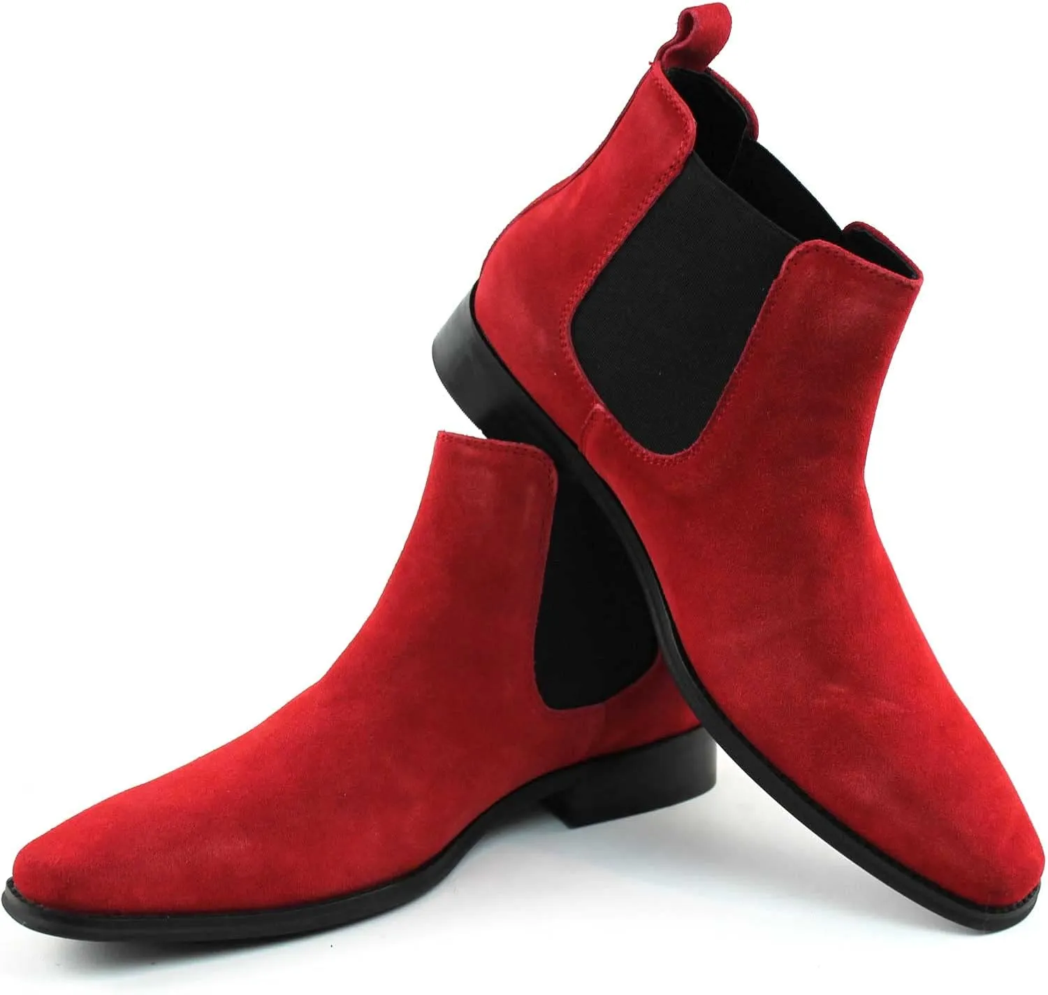 AZAR MAN Men's Chelsea Boots Genuine Leather Suede Dress Almond Toe
