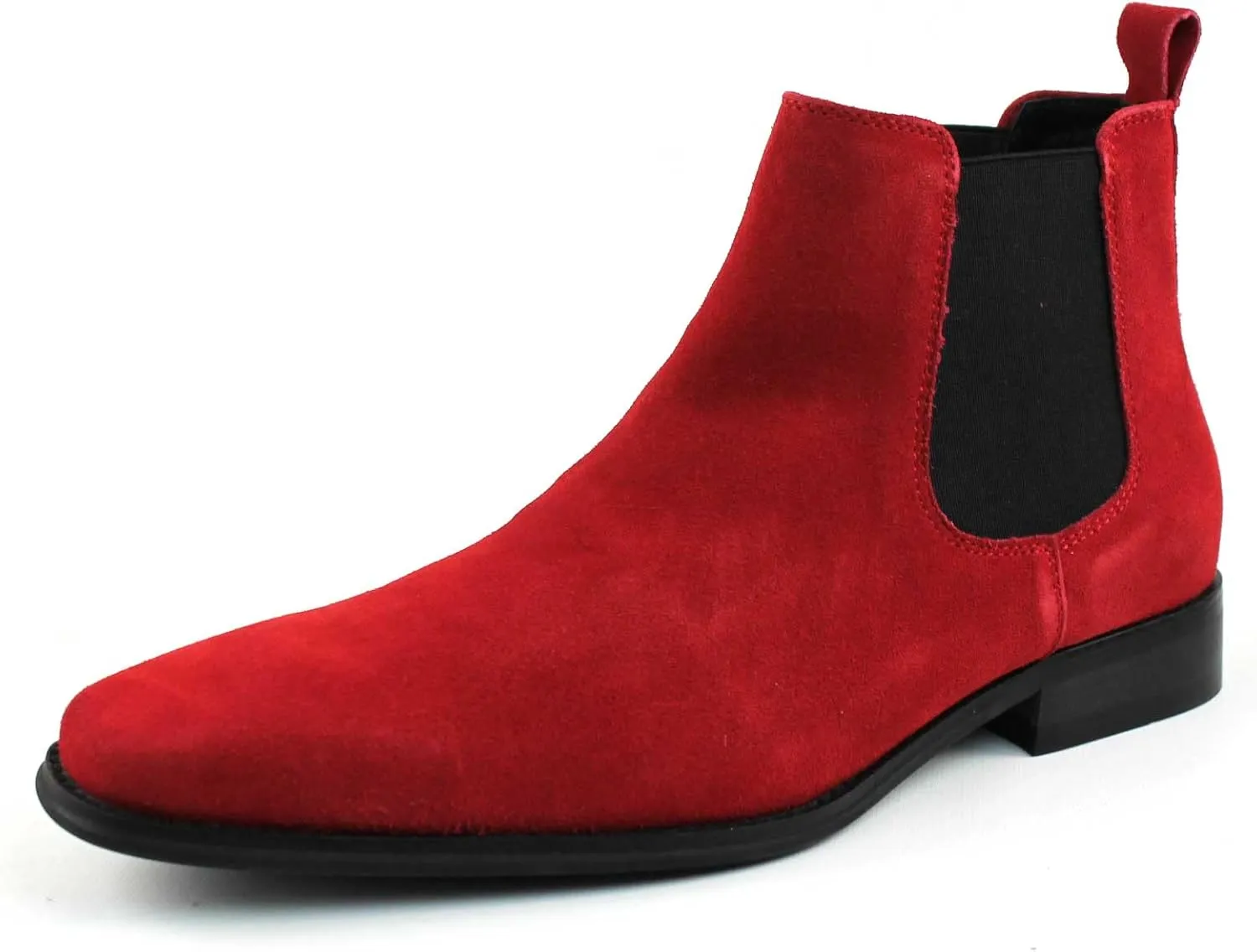 AZAR MAN Men's Chelsea Boots Genuine Leather Suede Dress Almond Toe