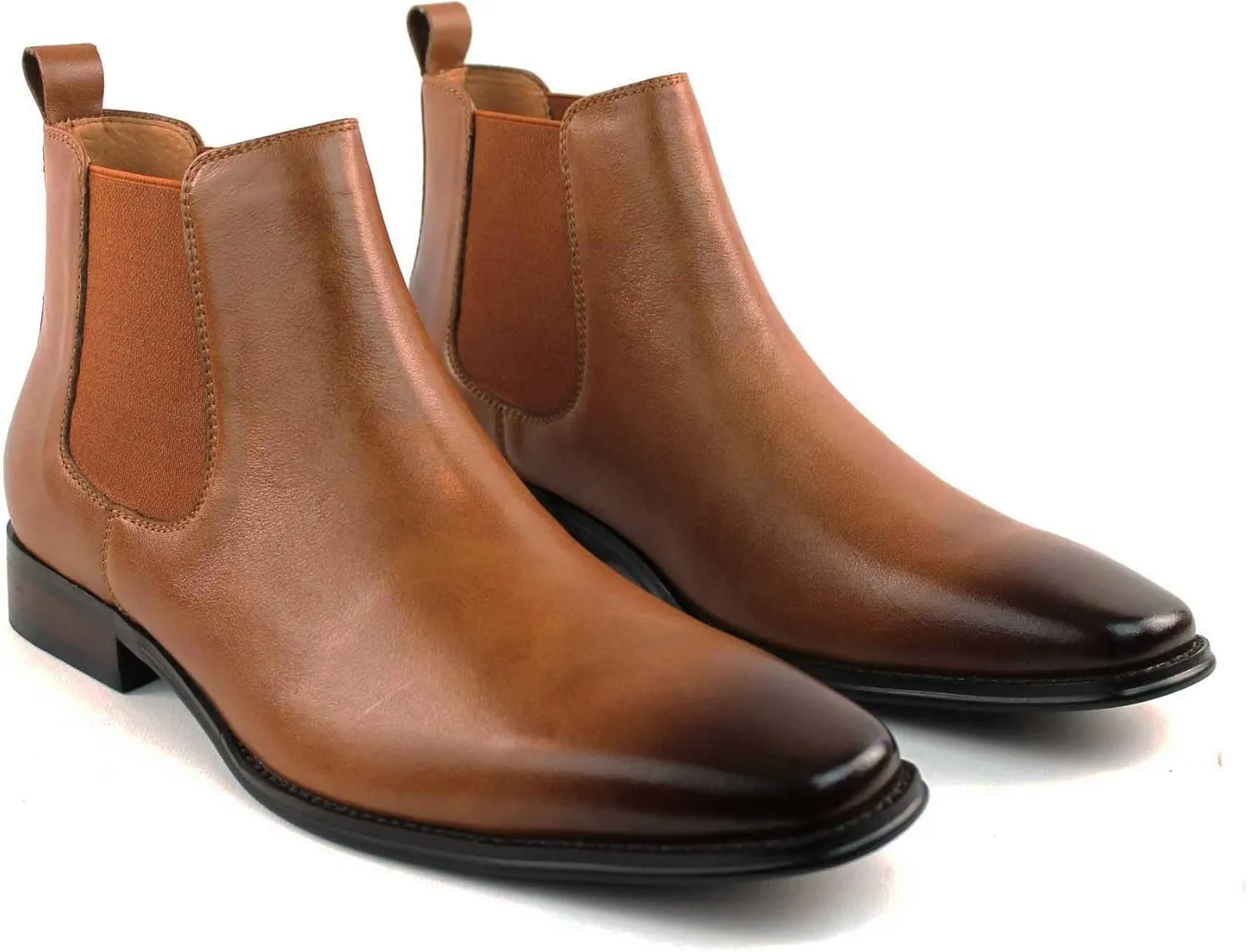 AZAR MAN Men's Chelsea Boots Genuine Leather Suede Dress Almond Toe