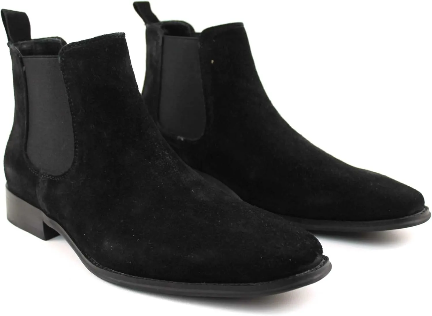 AZAR MAN Men's Chelsea Boots Genuine Leather Suede Dress Almond Toe