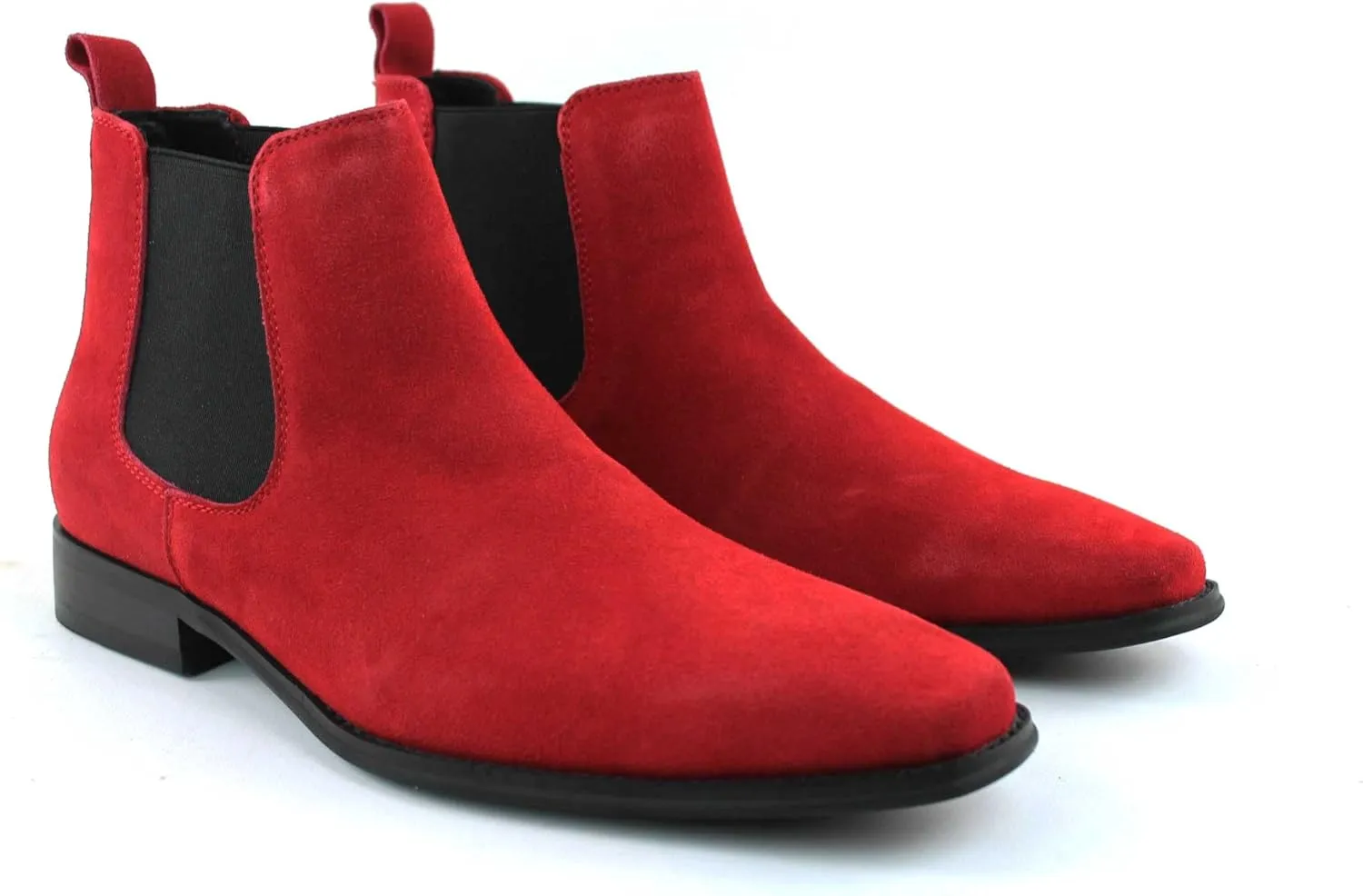 AZAR MAN Men's Chelsea Boots Genuine Leather Suede Dress Almond Toe
