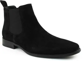 AZAR MAN Men's Chelsea Boots Genuine Leather Suede Dress Almond Toe