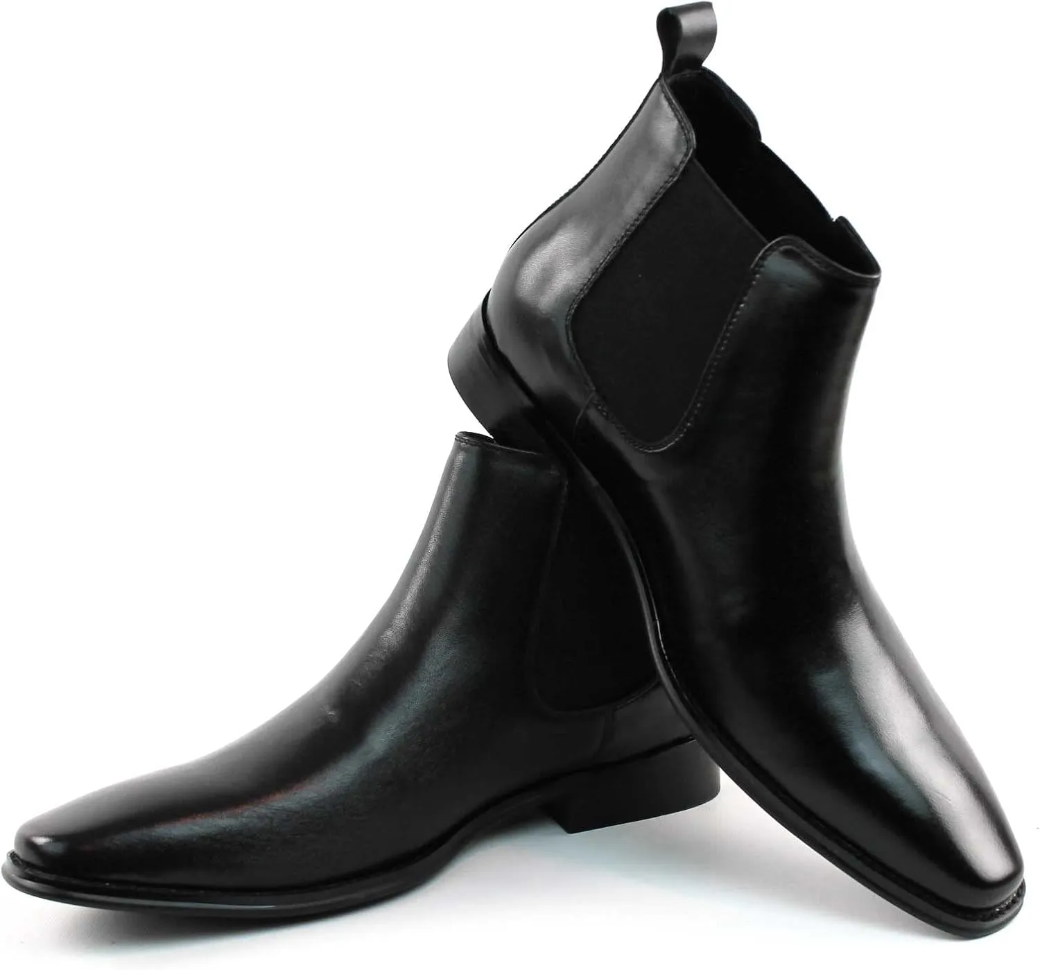 AZAR MAN Men's Chelsea Boots Genuine Leather Suede Dress Almond Toe