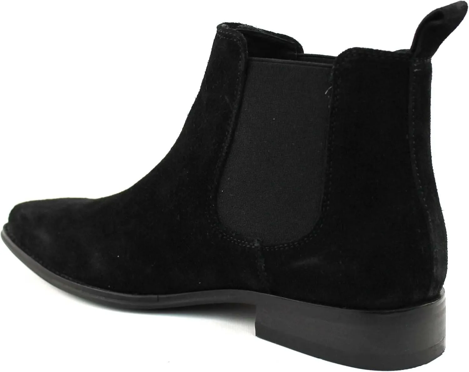 AZAR MAN Men's Chelsea Boots Genuine Leather Suede Dress Almond Toe