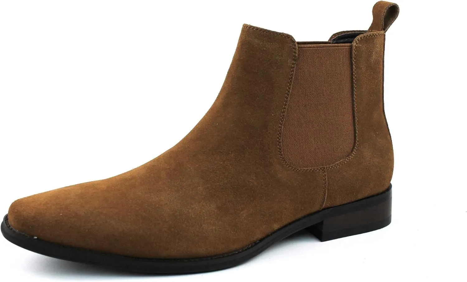 AZAR MAN Men's Chelsea Boots Genuine Leather Suede Dress Almond Toe