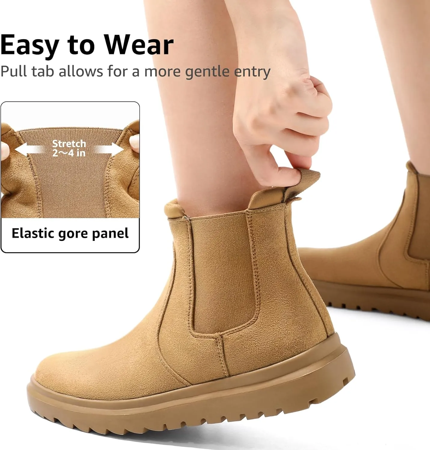 Bacia Women's Comfy Ankle Slip On Boots Fashion Suede Fall Chelsea Boot