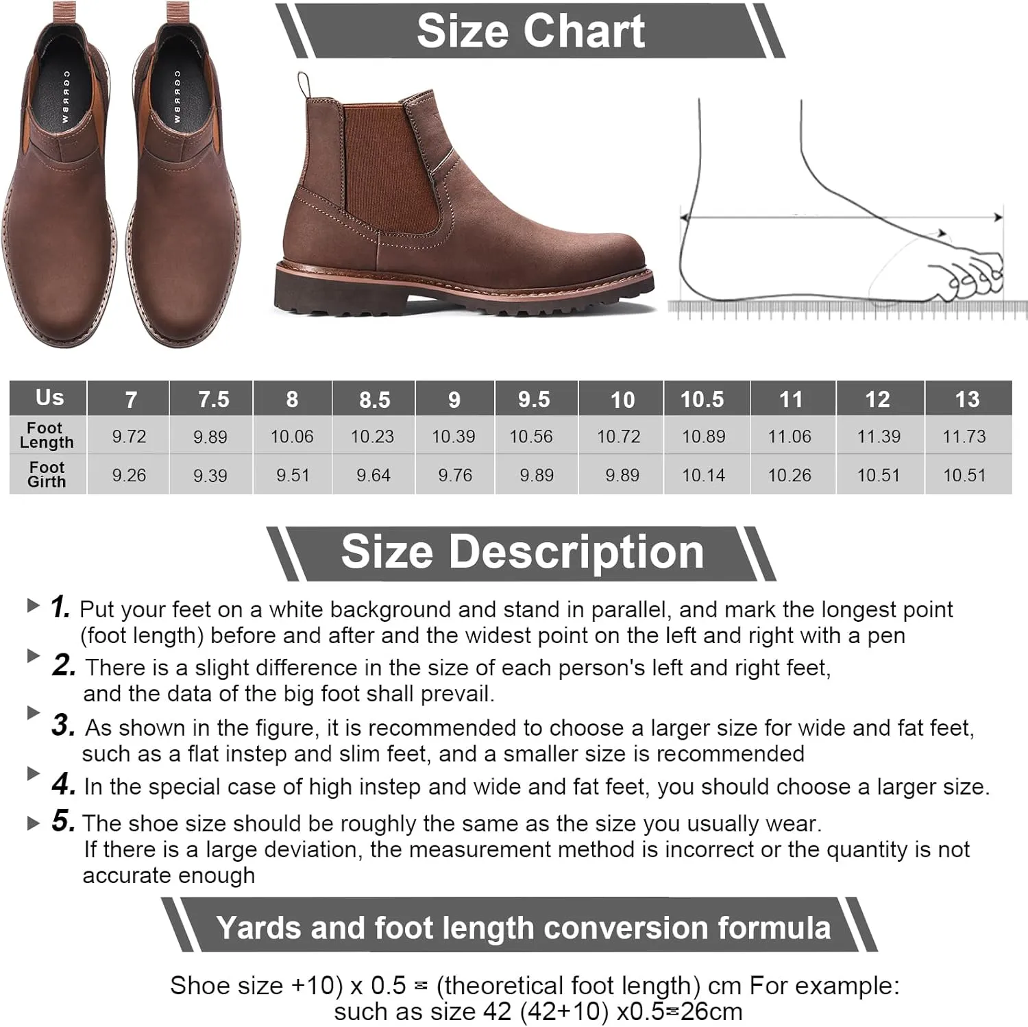 CGRRBW Men's Chelsea Boots Faux Leather Casual Boots for Men