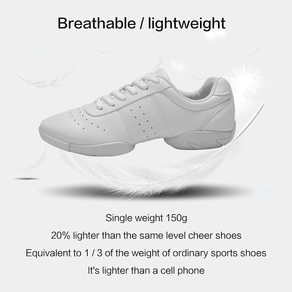 Cheer Shoes for Youth Girls White Cheerleading Athletic Dance Shoes Tennis Sneakers for Competition Sport Training