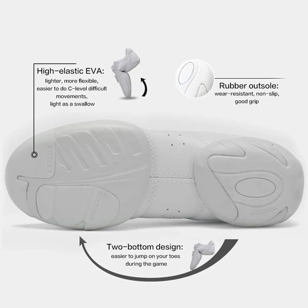 Cheer Shoes for Youth Girls White Cheerleading Athletic Dance Shoes Tennis Sneakers for Competition Sport Training
