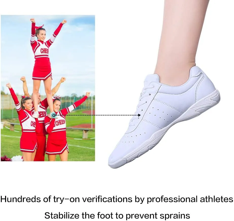 Cheer Shoes for Youth Girls White Cheerleading Athletic Dance Shoes Tennis Sneakers for Competition Sport Training