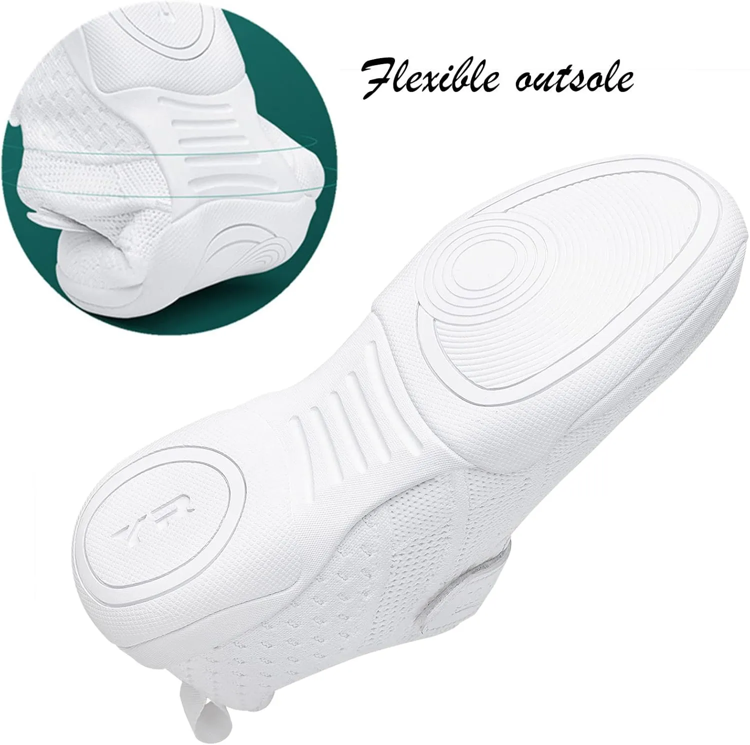 DADAWEN Youth Girls White Cheerleading Shoes Athletic Training Tennis Breathable Competition Cheer Sneakers