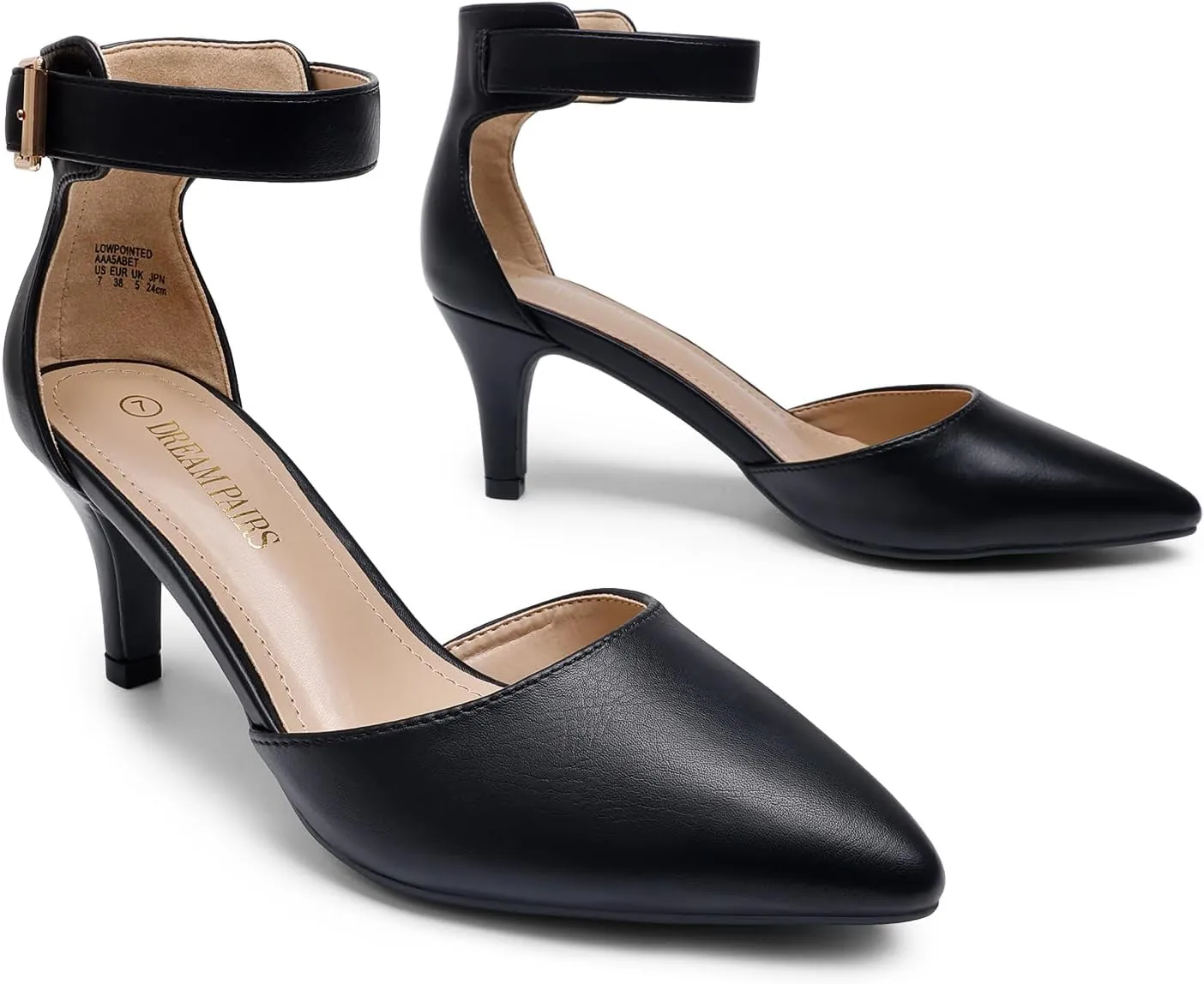 DREAM PAIRS Kitten Heel Low Heel for Women Closed Pointed Toe Pumps Wedding Party Sexy Dress Shoes Lowpointed