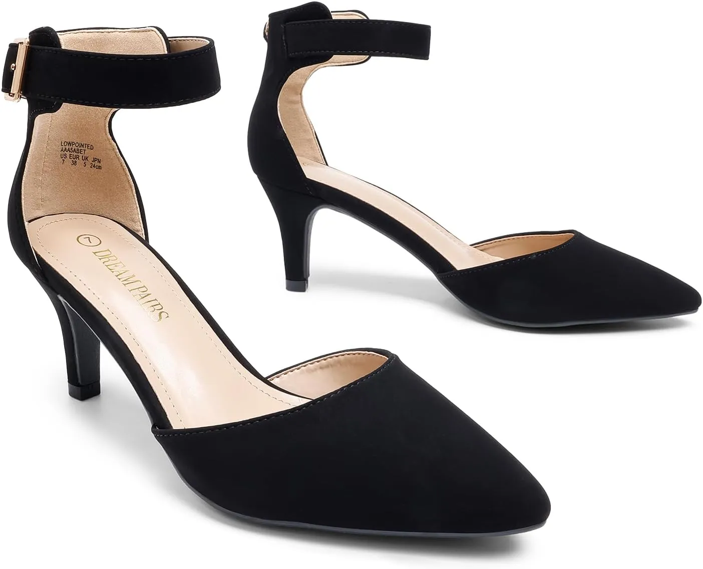 DREAM PAIRS Kitten Heel Low Heel for Women Closed Pointed Toe Pumps Wedding Party Sexy Dress Shoes Lowpointed