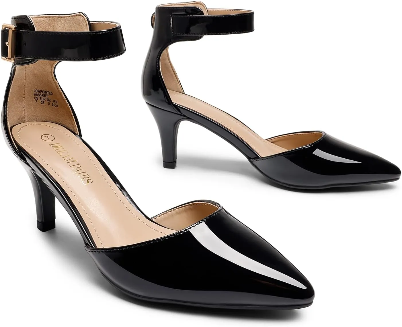 DREAM PAIRS Kitten Heel Low Heel for Women Closed Pointed Toe Pumps Wedding Party Sexy Dress Shoes Lowpointed