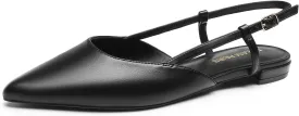 DREAM PAIRS Slingback Flats for Women, Pointed-Toe Elegant Women's Ballet Flats with Buckle Strap, Classic Low Heel Dress Shoes for Casual Work Office Party