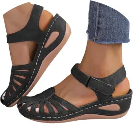 Eduavar Orthopedic Sandals for Women, Womens Sandals Comfortable Closed Toe Casual Hollow Out Shoes Orthotic Wedge Sandals