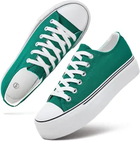 hash bubbie Platform Sneakers for Women White Platform Shoes Low Top Tennis Shoes Non Slip Black Fashion Canvas Sneakers