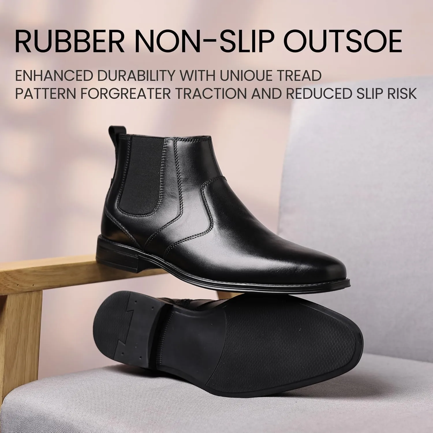 Holy dove Chelsea Boots Men  Genuine Leather,Chelsea Boots for Men with Side Zipper, Casual Slip-On Ankle Boots, Chukka & Oxford Style Dress Boots