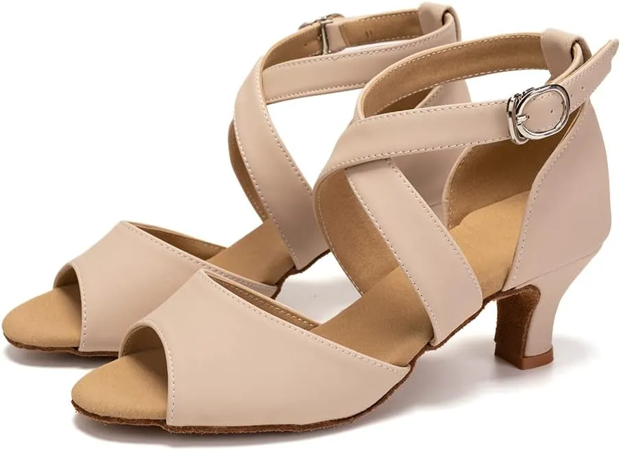 HROYL Women Latin Ballroom Dance Shoes Salsa Tango Low Heel Performence Dancing Shoes,FT095