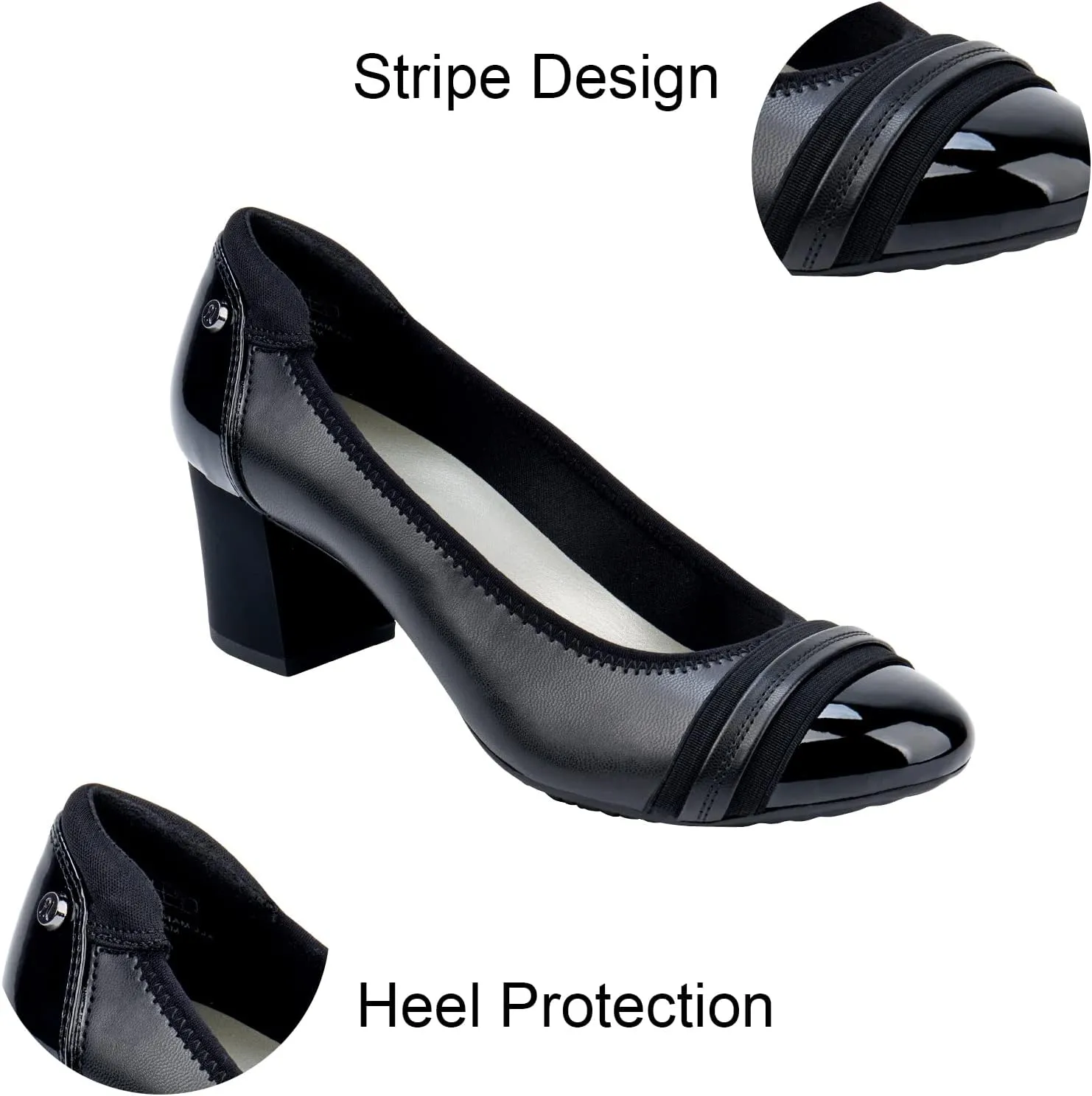 JENN ARDOR Womens Dress Pumps Ballet Chunky Heels for Women Round Toe Mid Square Block Heels Soft Slip On Pumps Shoes for Office Lady Dancer Wedding Shoes Youth 2inch