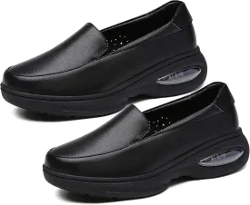 Ladies Nurse Shoes Anti Slip Comfortable Restaurant Service Shoes Breathable Soft Sole Women's Work Shoes Lightweight Casual Walking Leather Women's Shoes