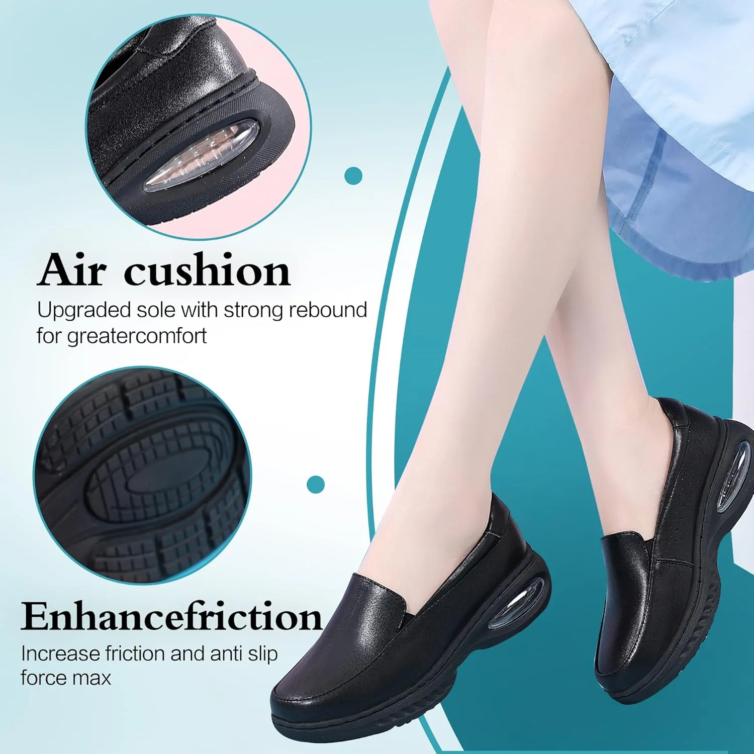 Ladies Nurse Shoes Anti Slip Comfortable Restaurant Service Shoes Breathable Soft Sole Women's Work Shoes Lightweight Casual Walking Leather Women's Shoes