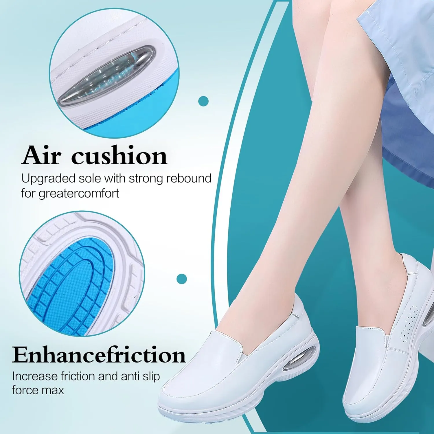 Ladies Nurse Shoes Anti Slip Comfortable Restaurant Service Shoes Breathable Soft Sole Women's Work Shoes Lightweight Casual Walking Leather Women's Shoes