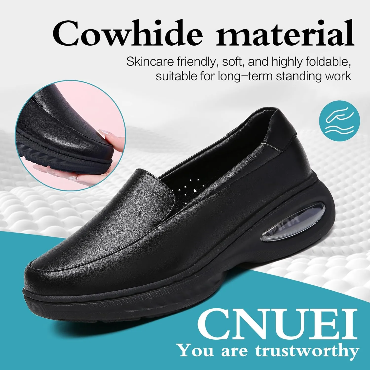 Ladies Nurse Shoes Anti Slip Comfortable Restaurant Service Shoes Breathable Soft Sole Women's Work Shoes Lightweight Casual Walking Leather Women's Shoes