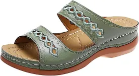Lausiuoe Orthopedic Sandals For Women Arch Support Dressy Summer Slide Sandals Casual Soft Sole Wide Width Walking Shoes
