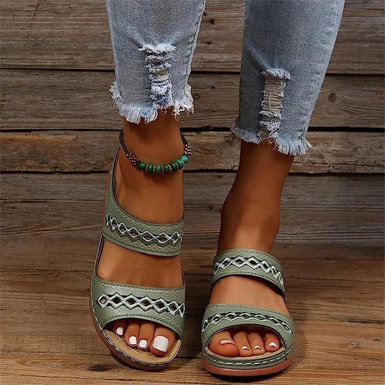 Lausiuoe Orthopedic Sandals For Women Arch Support Dressy Summer Slide Sandals Casual Soft Sole Wide Width Walking Shoes