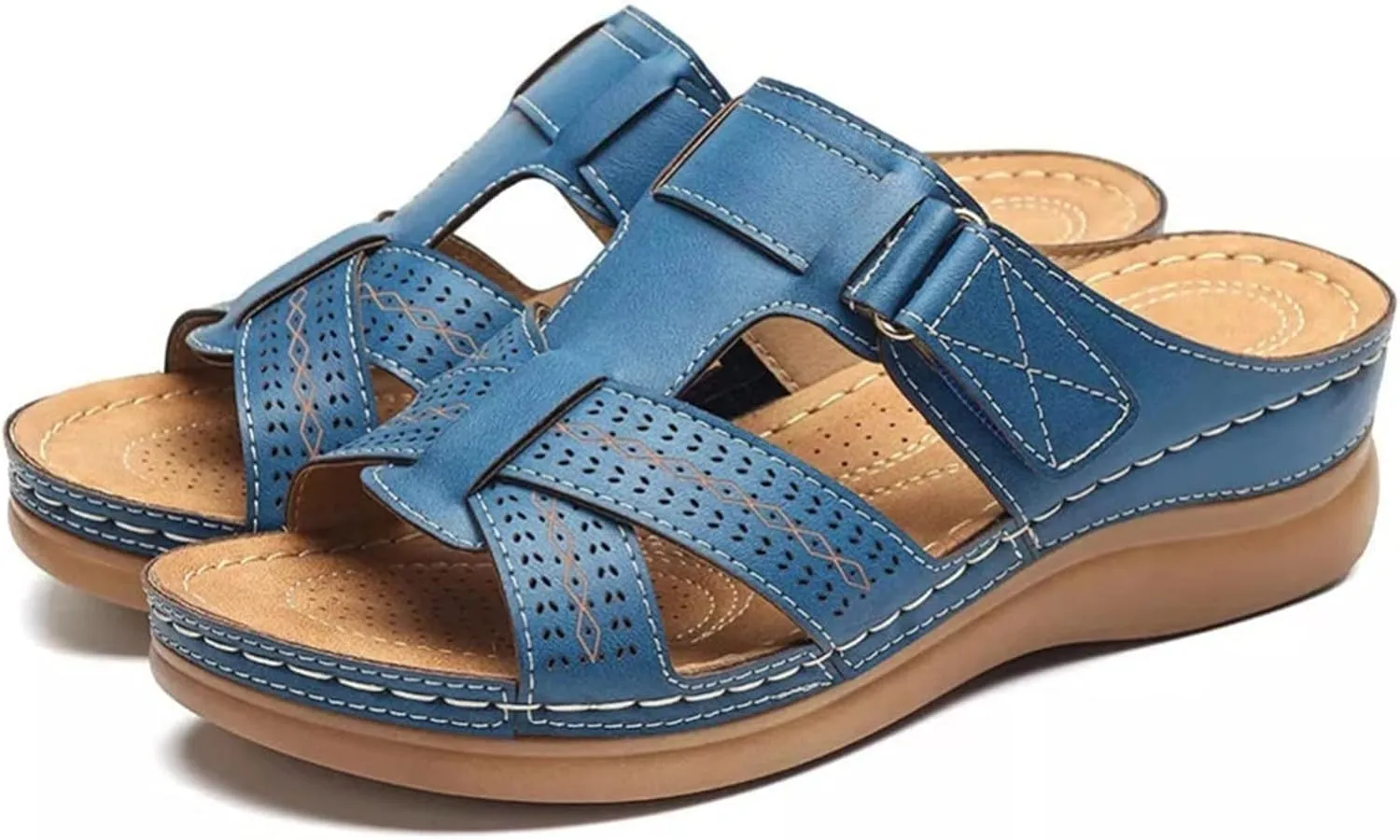 Lausiuoe Orthopedic Sandals For Women Arch Support Dressy Summer Slide Sandals Casual Soft Sole Wide Width Walking Shoes