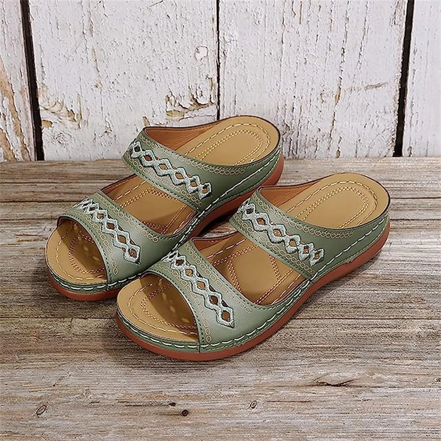 Lausiuoe Orthopedic Sandals For Women Arch Support Dressy Summer Slide Sandals Casual Soft Sole Wide Width Walking Shoes