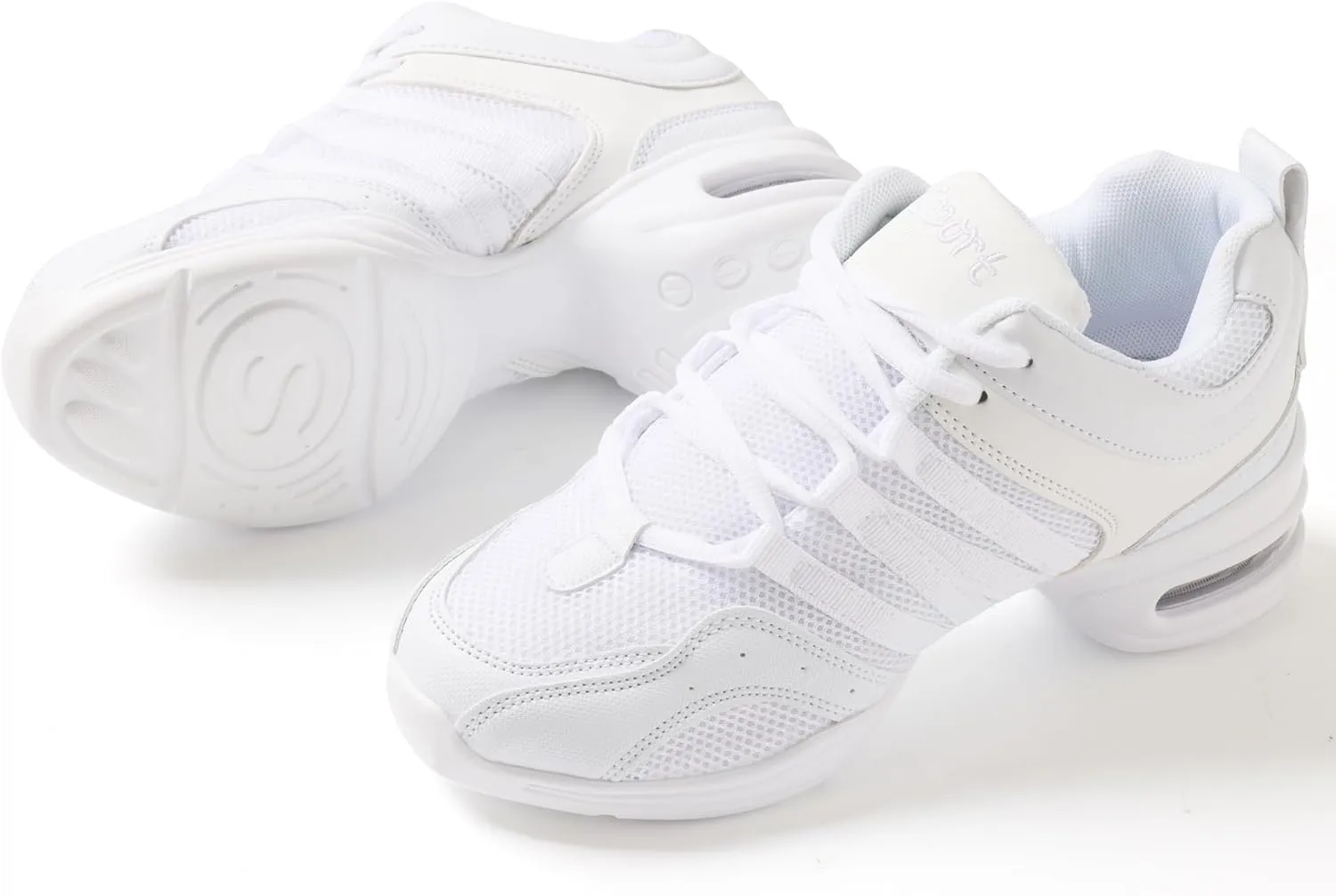 Linodes Women's Jazz Dance Sneaker with Breathable Upper, Split Sole and Air Cushion Dance Multifunctional Walking Shoes Anti-Slip