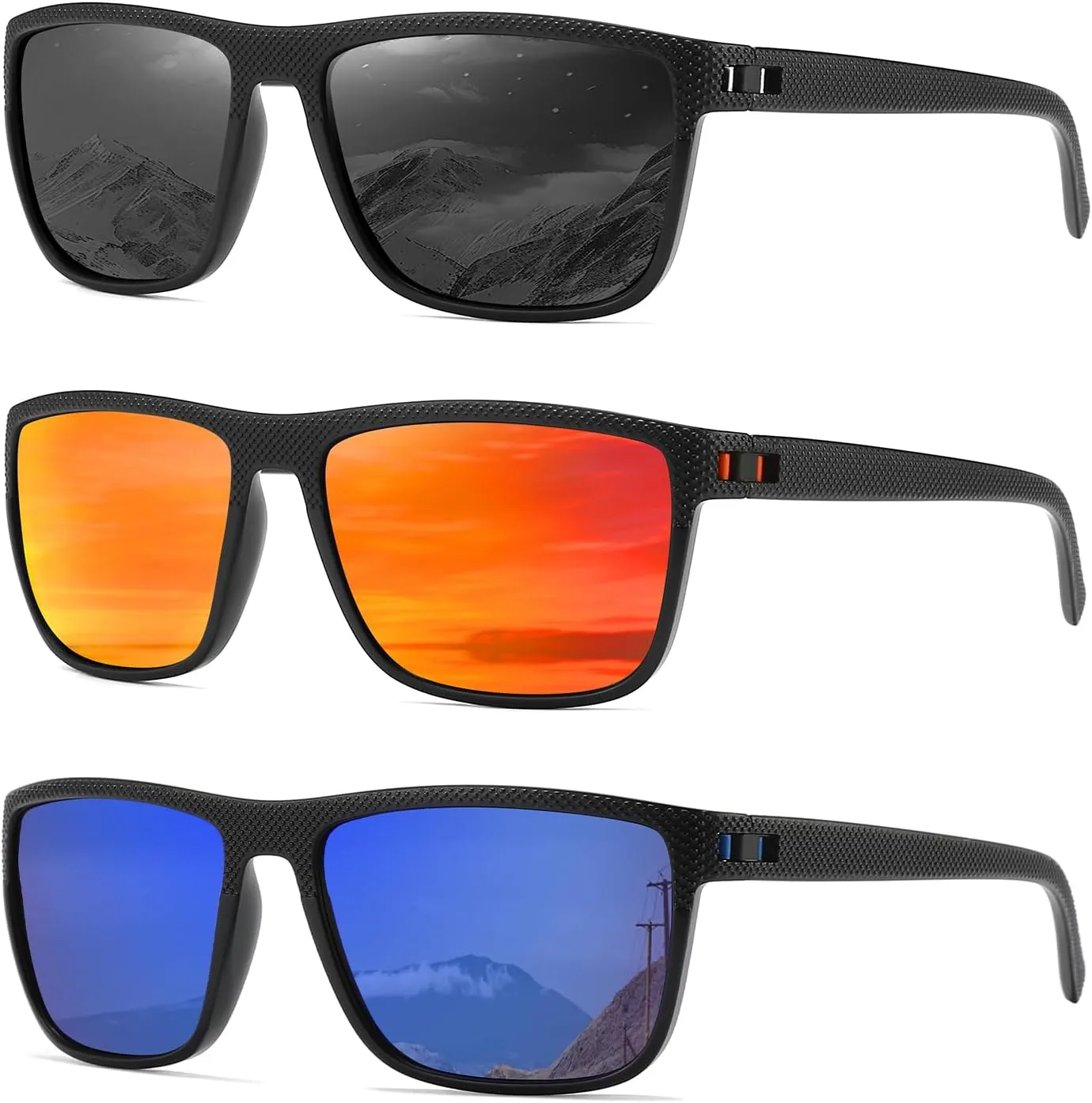 MASDUN Polarized Sunglasses for Men and Women Square Sun glasses UV Protection For Driving Fishing Golf (3 Pack)