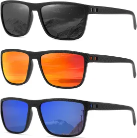 MASDUN Polarized Sunglasses for Men and Women Square Sun glasses UV Protection For Driving Fishing Golf (3 Pack)
