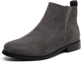 MEMON Womens Black Chelsea Boots,Suede Booties Low Heel,Casual Elastic Ankle Boots,Slip On Dress Boots For Women