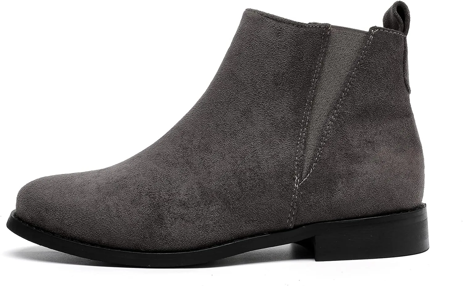 MEMON Womens Black Chelsea Boots,Suede Booties Low Heel,Casual Elastic Ankle Boots,Slip On Dress Boots For Women