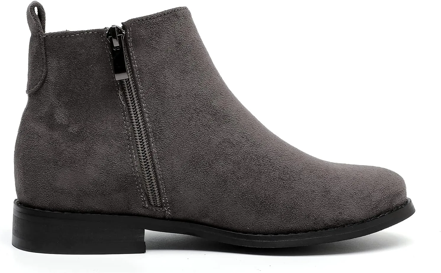 MEMON Womens Black Chelsea Boots,Suede Booties Low Heel,Casual Elastic Ankle Boots,Slip On Dress Boots For Women