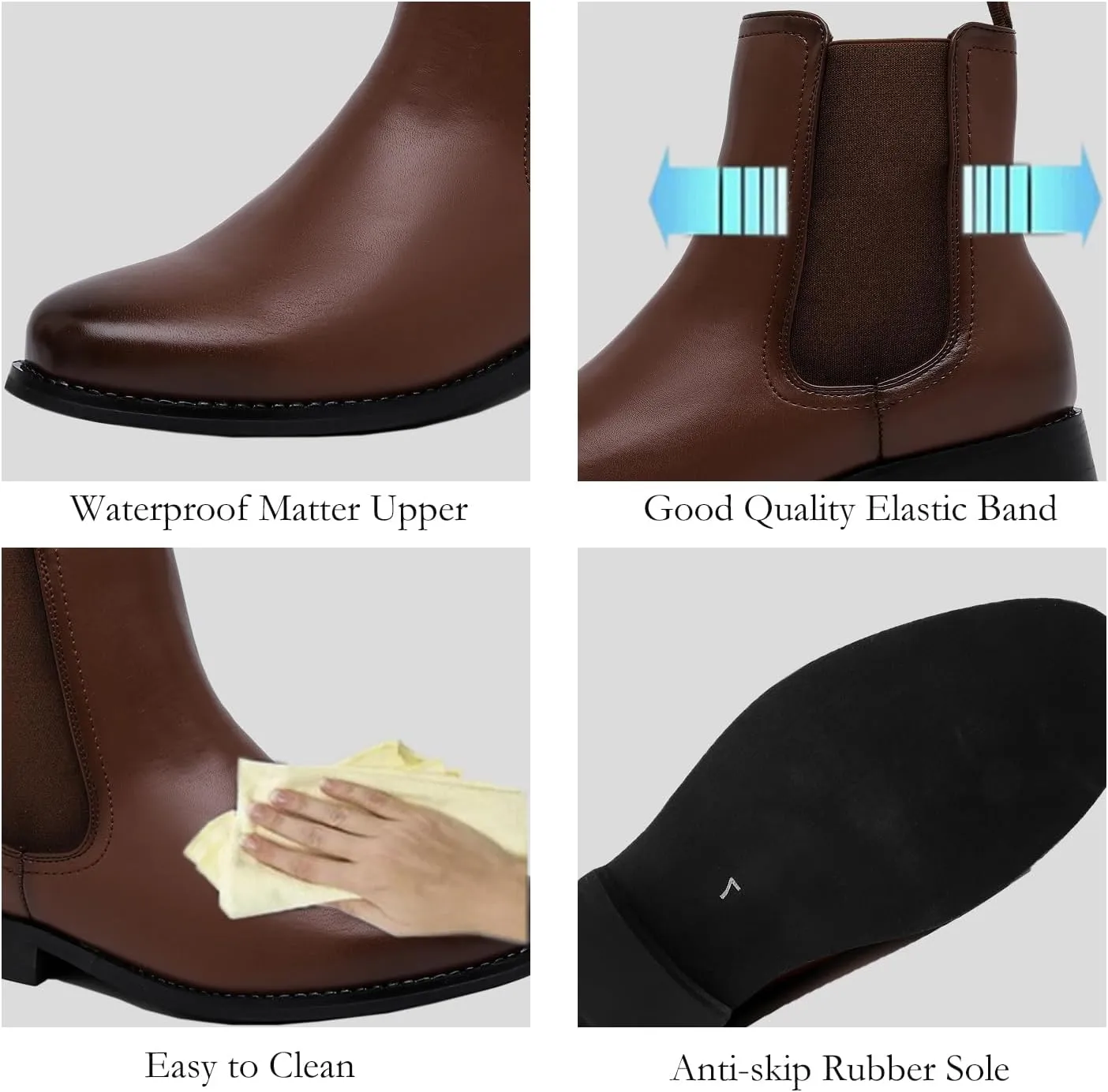 MEMON Women's Chelsea Boots Slip-on Fashion Low Heeled Booties for Women Casual Comfortable Black Ankle Booties Shoes