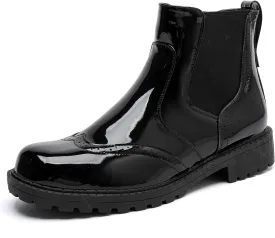 MEMON Women's Chelsea Boots Slip-on Fashion Low Heeled Booties for Women Casual Comfortable Black Ankle Booties Shoes