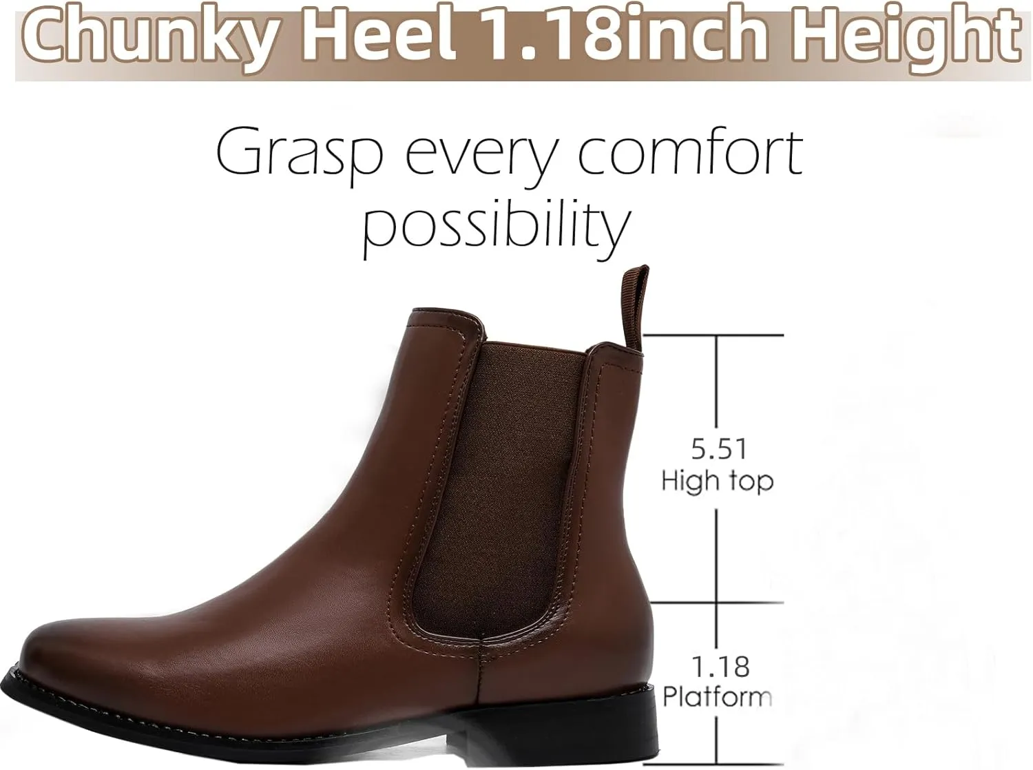 MEMON Women's Chelsea Boots Slip-on Fashion Low Heeled Booties for Women Casual Comfortable Black Ankle Booties Shoes
