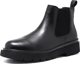 Men's Chelsea Ankle Boots Classic Leather Non-Slip Dress Boots Casual Elastic Slip On Work Boots
